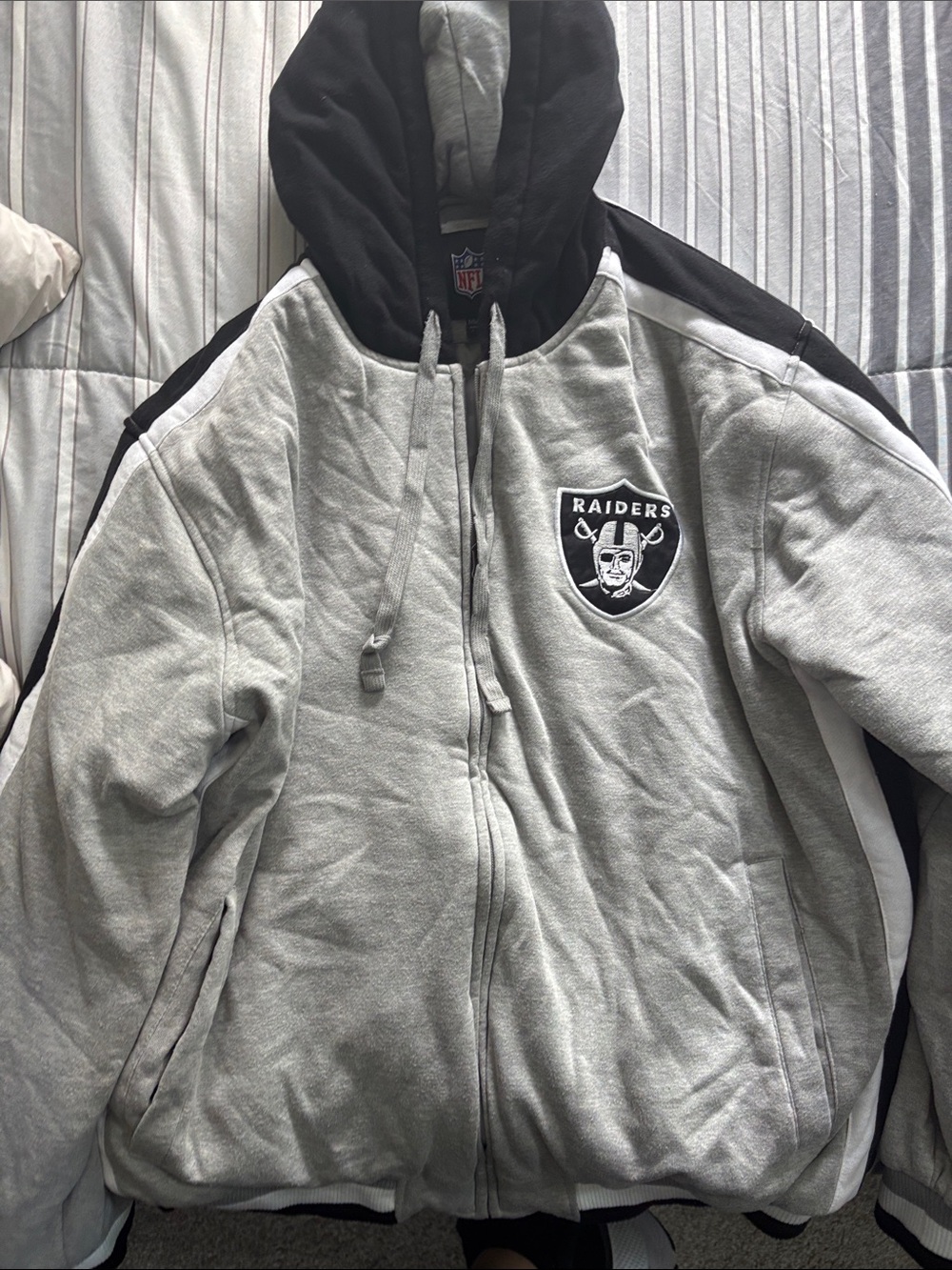 NFL Raiders Black & Gray Zip Hoodie Jacket